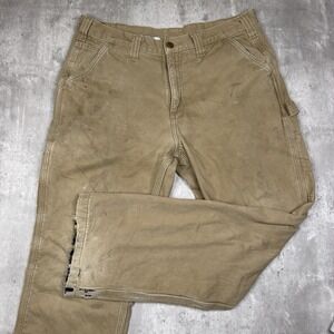 Men's 34x30 Carhartt FLANNEL LINED Twill Carpenter Pants Relaxed Fit 100070 253